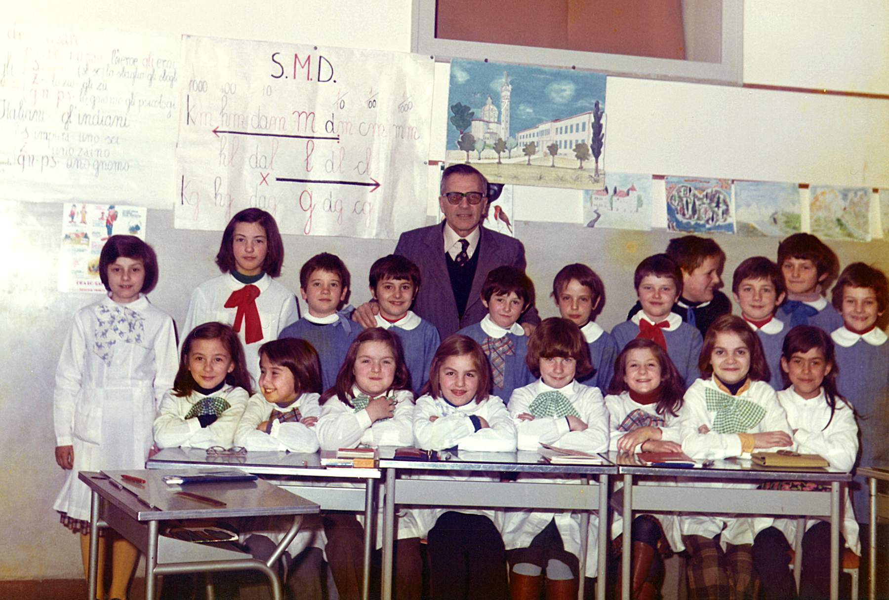 Classe 1967 in piazza con il maestro De Agnoi. Ci sono: Altin Laura, Facin Sandra, Signor Fabrizio, Basso Fabio, Bandiera Matteo, Danieli Michele, Garbuio Mauro, Poloniato Tiziano, Padovan Francesco, Bandiera Danilo, Rossi Marco, Brollo Anna, Bordin Milena, Susin Michela, Facin Morena, Pellizzari Elena, Guiotto Mariarosa, Gai Paola, Pisan Marisa.